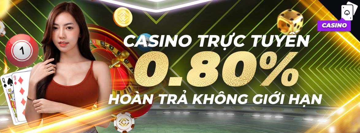 Hoàn tiền 0.80% Không Giới Hạn Mỗi ngày tại Casino